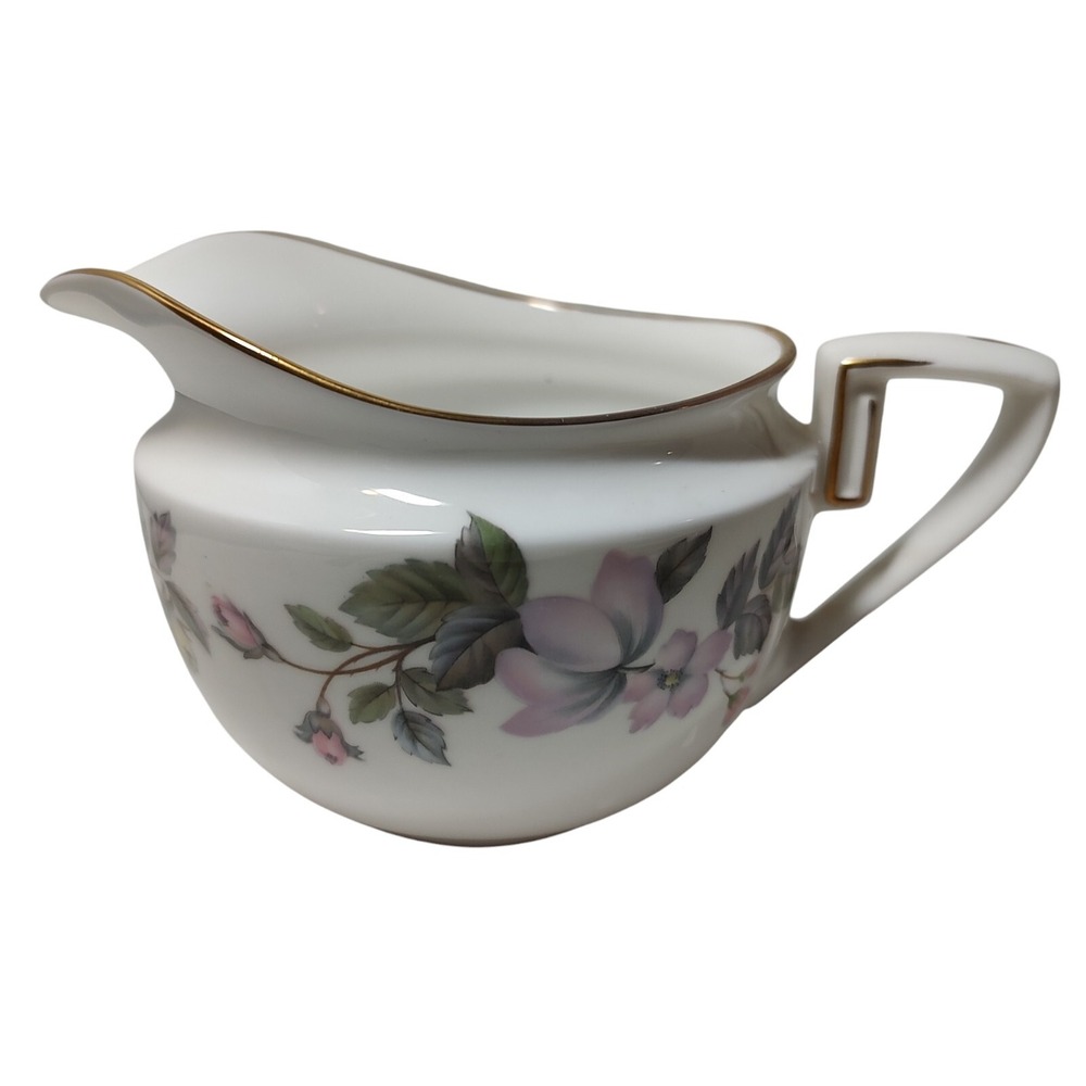 Vintage Royal Worcester Creamer Fine Bone China June Garland‎ Roses Gold Trim